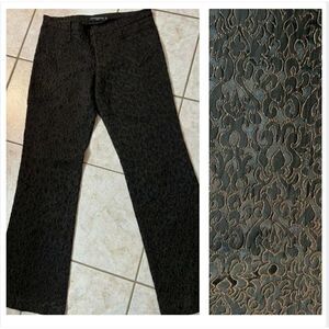 Avenue Montaigne Paris 32x30 Pants Scroll Swirl Textured Design Black Brown